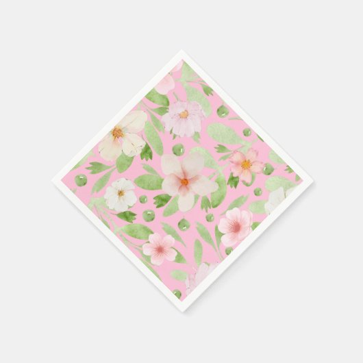 Pastellrosa Blütenmuster Serviette (Ecke)