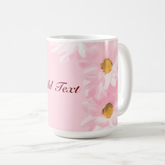 Pastellrosa Blütenvorlage, anpassen Kaffeetasse (VorderseiteRechts)