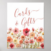 Pastellrosa Bohemische Wildblumen Karten und Gesch Poster (Vorne)