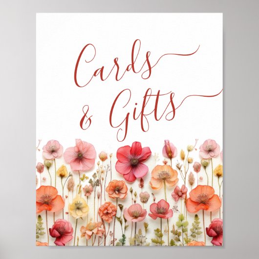 Pastellrosa Bohemische Wildblumen Karten und Gesch Poster (Vorne)