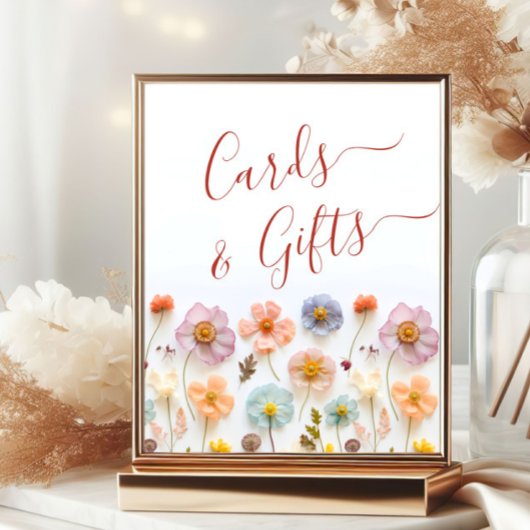 Pastellrosa Bohemische Wildblumen Karten und Gesch Poster