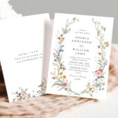 Pastellrosa Bohemische Wildblumen mit Blumen Hochz Einladung