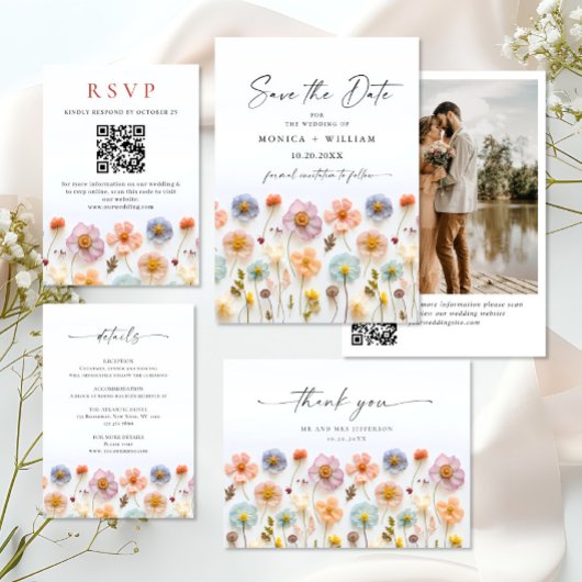 Pastellrosa Bohemische Wildblumen Rezeptionskarten Poster