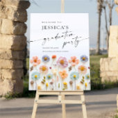 Pastellrosa Boho Wildblumen Abschlussfeier Poster