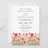 Pastellrosa Boho Wildblumen QR-Code Hochzeit Einladung (Vorderseite)