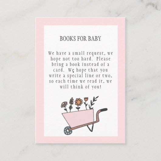 Pastellrosa Buch für die Kinderkarte Begleitkarte (Vorderseite)