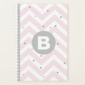 Pastellrosa Chevron und Punkte Graues Monogramm Planer (Vorderseite)