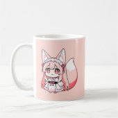 Pastellrosa Chibi-Fuchsmädchen-Kaffeetasse Kaffeetasse (Links)