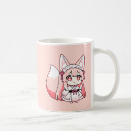 Pastellrosa Chibi-Fuchsmädchen-Kaffeetasse Kaffeetasse