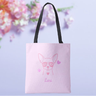 Pastellrosa Chihuahua-Tasche mit individuellem Nam Tasche