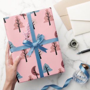 Pastellrosa Cookie-Tannen-Muster Feiertag Geschenkpapier