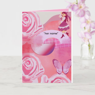 - Pastellrosa Coquette Girl Faltkarte Karte