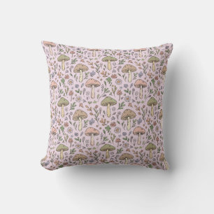 Pastellrosa Cottagecore Pilze Nahtloses Muster Kissen