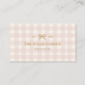 Pastellrosa Cream Gingham QR Code Bäckerei Visitenkarte (Vorderseite)