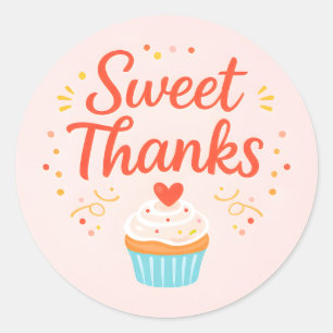 Pastellrosa Cupcake-Backen-Danke-Aufkleber Runder Aufkleber