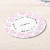 Pastellrosa-Damastenhochzeit Runder Pappuntersetzer (Angewinkelt)