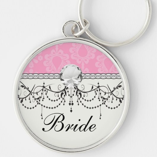 Pastellrosa-Damastmuster Schlüsselanhänger (Vorne)