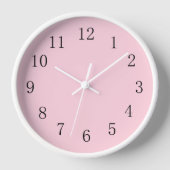 Pastellrosa der Frau mit schwarzen Zahlen im Badez Uhr (Vorderseite)