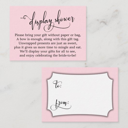 Pastellrosa Display Brautparty Geschenkkarte Begleitkarte (Vorne/Hinten)