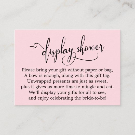 Pastellrosa Display Brautparty Geschenkkarte Begleitkarte (Vorderseite)