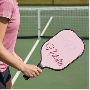 Pastellrosa einfarbig monogrammiert pickleball schläger