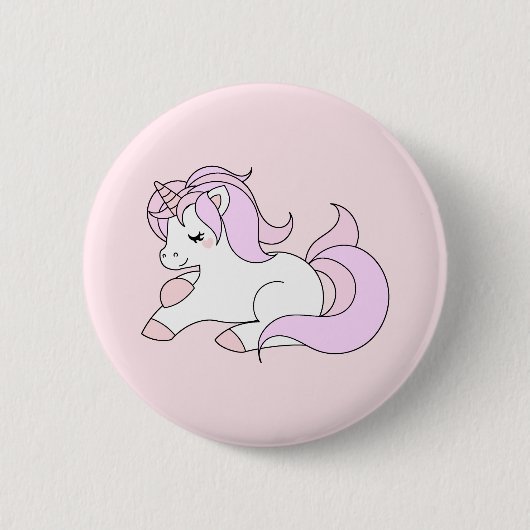 Pastellrosa-Einhorn Button (Vorderseite)