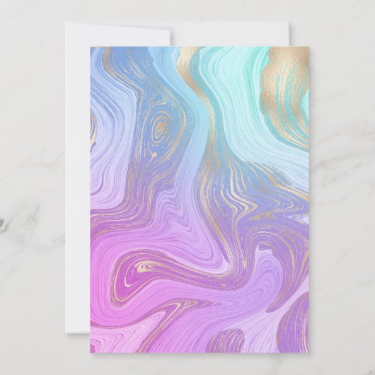 Pastellrosa Einhorn Flüssiger Marmor Girly Moderne Einladung (Rückseite)