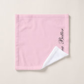 Pastellrosa Elegante Handgeschriebene Bezeichnung Badhandtuch Set (Waschlappen)