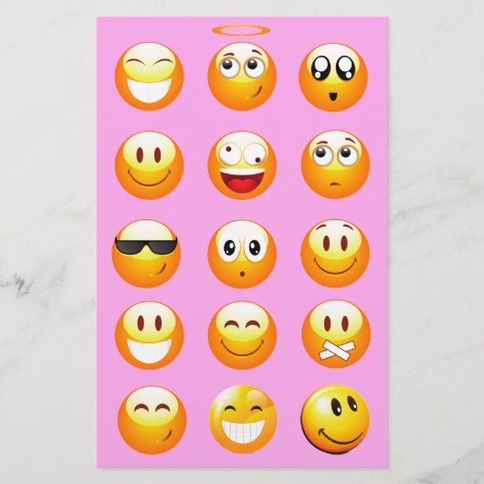 Pastellrosa Emoji Briefpapier (Vorderseite)
