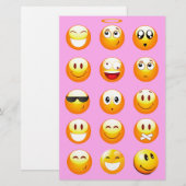 Pastellrosa Emoji Briefpapier (Vorne/Hinten)