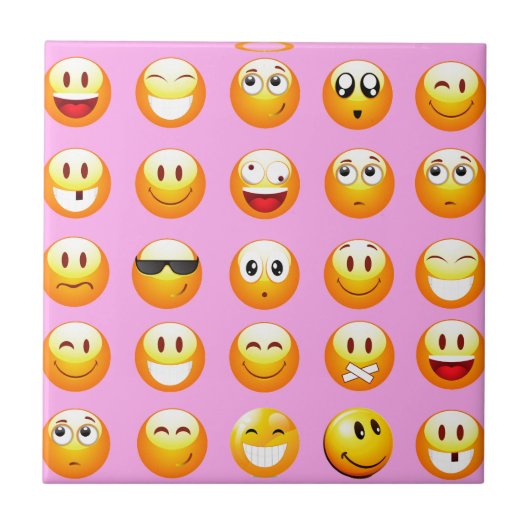 Pastellrosa Emoji Fliese (Vorderseite)