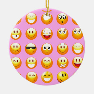 Pastellrosa-Emoji Keramik Ornament