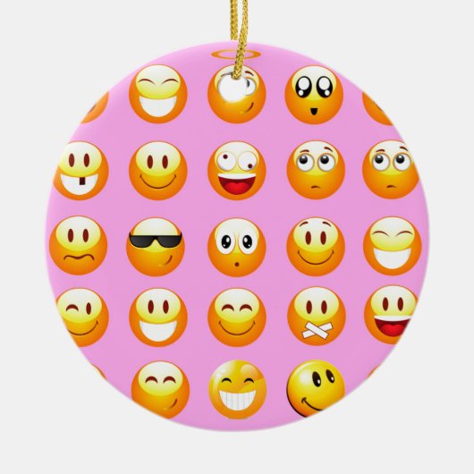 Pastellrosa Emoji Keramik Ornament (Vorne)