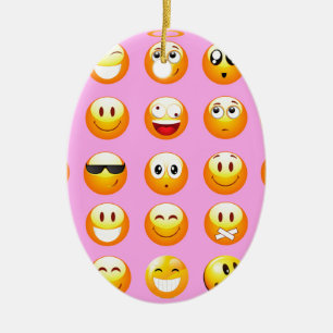Pastellrosa Emoji Keramikornament