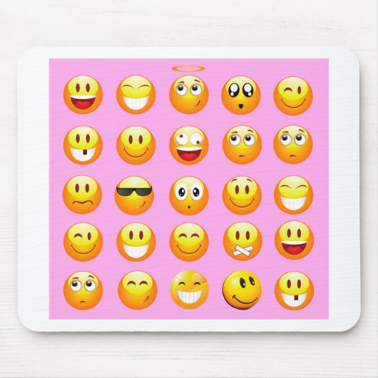 Pastellrosa Emoji Mousepad (Vorne)