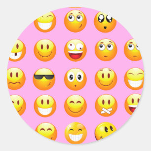 Pastellrosa Emoji Runder Aufkleber
