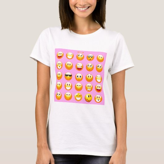 Pastellrosa Emoji T-Shirt (Vorderseite)