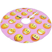 Pastellrosa Emoji Weihnachtsbaumrock Polyester Weihnachtsbaumdecke (Schrägansicht)