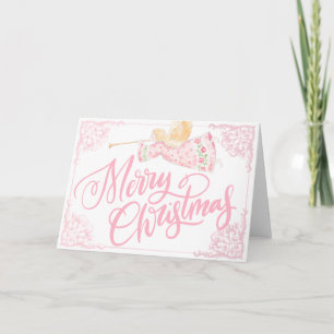 Pastellrosa Engel Frohe Weihnachten Karte