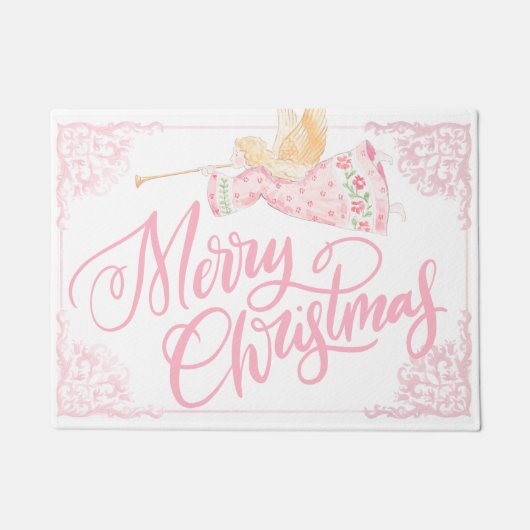 Pastellrosa Engel Weihnachten Fußmatte (Vorderseite)