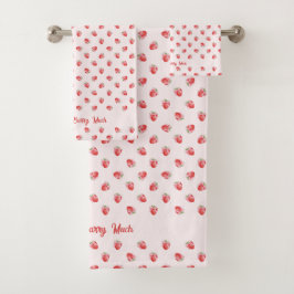 Pastellrosa Erdbeere mit Patternhandtuch Badhandtuch Set
