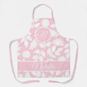 Pastellrosa, fett blühend - mit Monogramm Schürze (Vorderseite)
