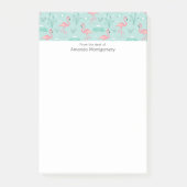 Pastellrosa Flamingos Grünes Muster Post-it Klebezettel (Vorderseite)