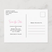 Pastellrosa Flamingos Grünes Muster Save the Date Einladungspostkarte (Rückseite)