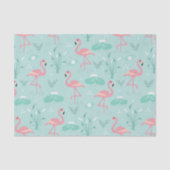 Pastellrosa Flamingos Grünes Muster Seidenpapier (Vorderseite)