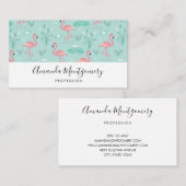 Pastellrosa Flamingos Grünes Muster Visitenkarte (Vorne/Hinten)