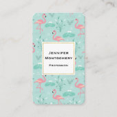 Pastellrosa Flamingos Grünes Muster Visitenkarte (Vorderseite)