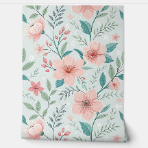 Pastellrosa florale botanische Tapete