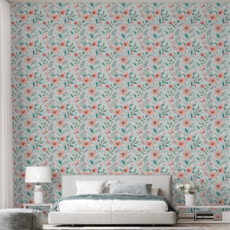 Pastellrosa florale botanische Tapete