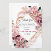 Pastellrosa, florale Hochzeitsrahmenpapierquilling Dankeskarte (Vorne/Hinten)